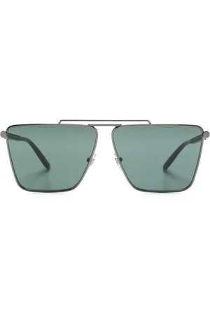 VERSACE Tubular Greca rectangle-frame sunglasses