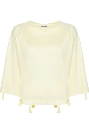 MAX & MOI Tassel-detail linen jersey top