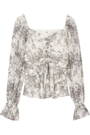 B+AB Ruched floral-print blouse