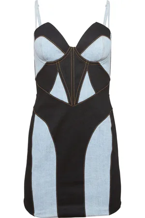 FLEUR DU MAL Two-tone denim bustier dress