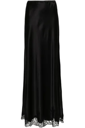 CARINE GILSON Lace-detail silk skirt