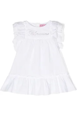 MISS BLUMARINE Rhinestone-logo cotton dress