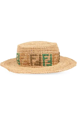 Fendi Monogram-pattern raffia hat