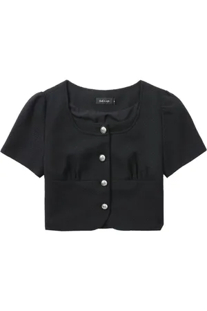 tout a coup Gathered-detail button-up crop top