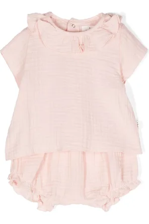 TEDDY & MINOU Ruffled cotton babygrow set