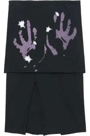 OUR LEGACY Layered hand-print cotton skirt