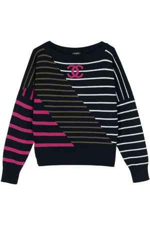 CHANEL 2000s CC patchwork cashmere jumper