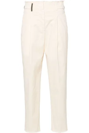 PESERICO SIGN Frayed-brim cropped trousers