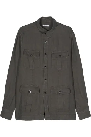Boglioli Tonal stitching linen shirt jacket