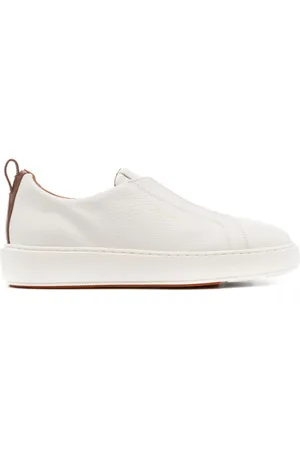 santoni Logo-print leather sneakers