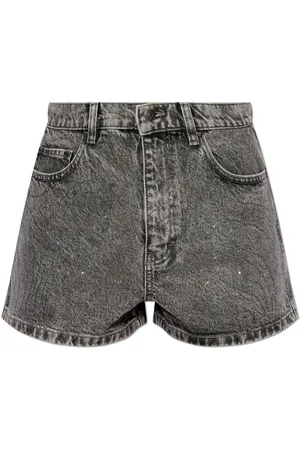 ROTATE Acid-wash denim shorts