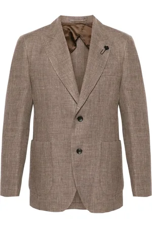 LARDINI Single-breasted linen blend blazer