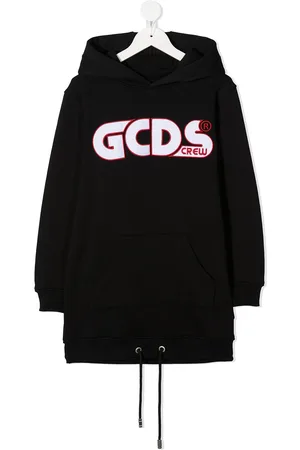 GCDS Long-length logo print hoodie