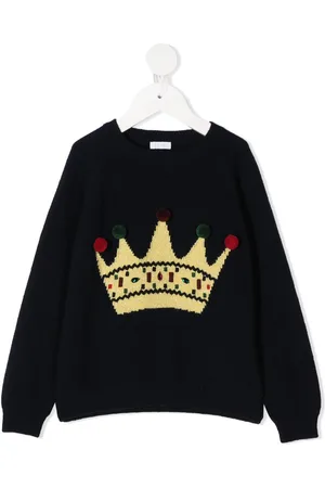 Il gufo Crown print knitted jumper