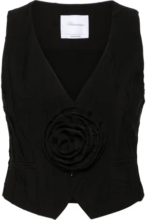 BLUMARINE Floral-appliqué pleated waistcoat
