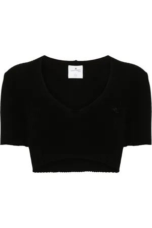 Courrèges Ribbed-knit cropped T-shirt