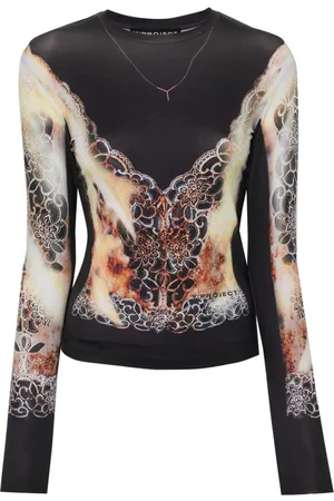 Y / PROJECT Lace-print jersey top