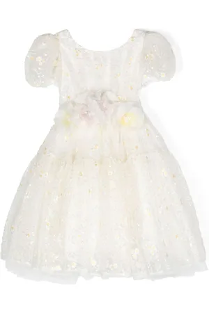 MONNALISA Floral-appliqué flared minidress