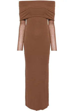MANURI Off-shoulder fine-knit dress