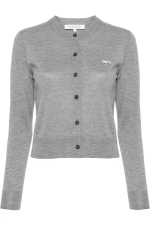 Maison Kitsuné Logo-embroidered wool cardigan