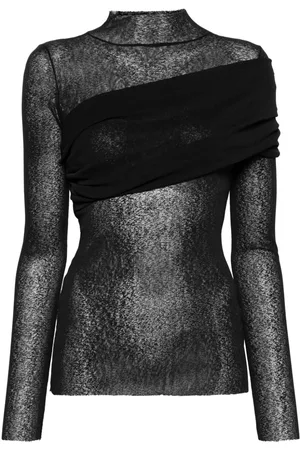 Atu Body Couture X Rue Ra pleat-detail semi-sheer top