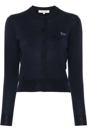 Maison Kitsuné Logo-embroidered wool cardigan