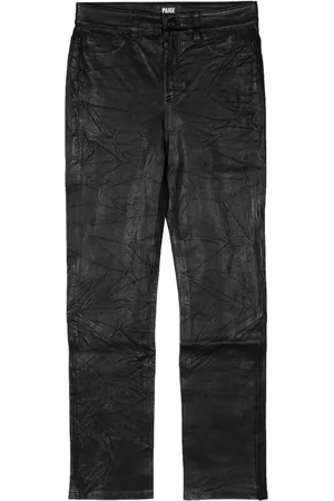 Paige Crinkled-finish straight-leg jeans