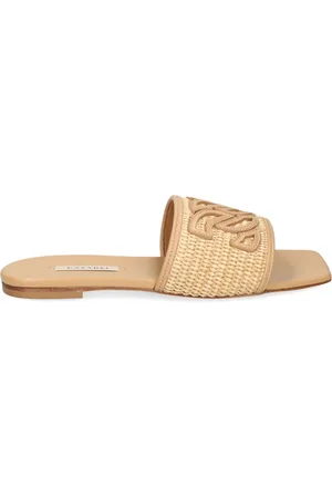 Casadei Portofino woven-raffia slides