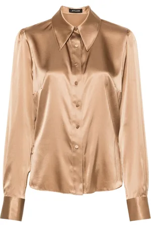 Styland Satin oversized-collar shirt