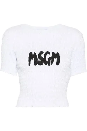 Msgm Logo-print smocked T-shirt