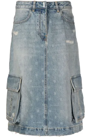 Givenchy Monogram-print denim cargo skirt