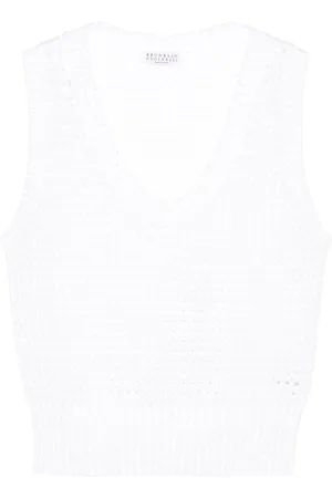 Brunello Cucinelli Sequin-embellished open-knit top