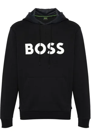 HUGO BOSS Logo-raised drawstring hoodie