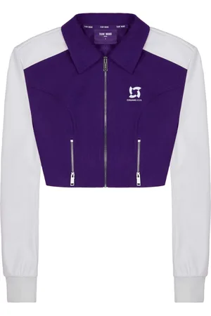 TEAM WANG design Panelled zip-up cropped jacket