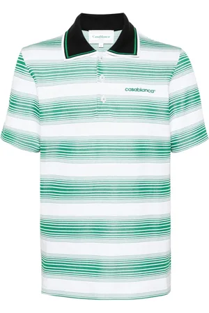 Casablanca Logo-embroidered striped polo shirt