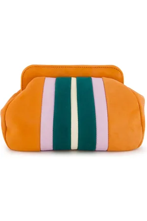 Paula Stripe suede-panel clutch bag