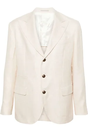 Brunello Cucinelli Single-breasted linen blend blazer