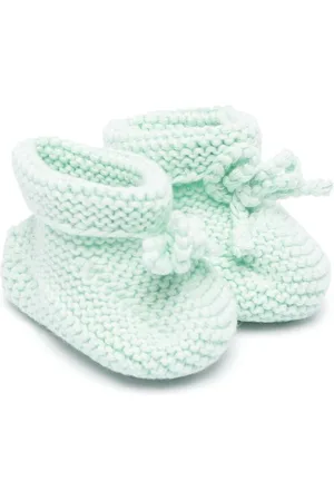 PATACHOU Crochet-knit knot-detail crib shoes