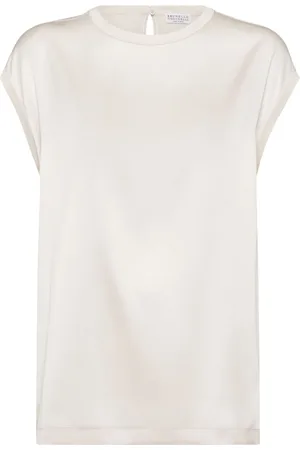 Brunello Cucinelli Monili-embellished satin top