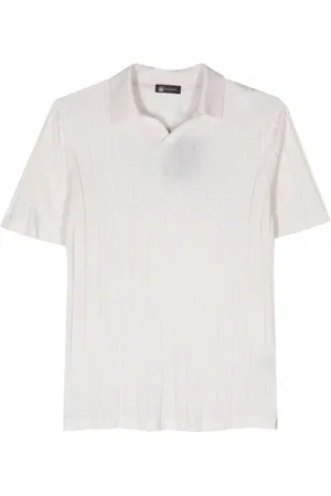 COLOMBO Spread-collar silk polo shirt