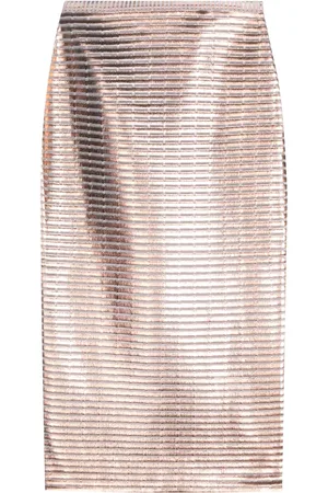 GENNY Lamé midi pencil skirt