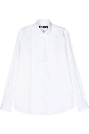 Karl Lagerfeld Smocking-detail poplin shirt