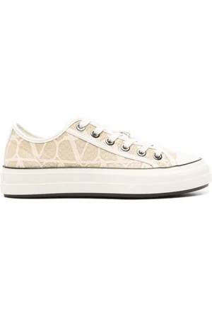 VALENTINO GARAVANI Toile Iconographe raffia sneakers