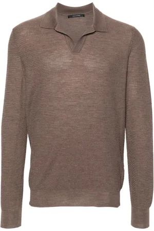 TAGLIATORE Wavy-knit polo shirt