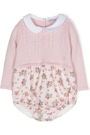 PATACHOU Floral-print cable-knit bodysuit