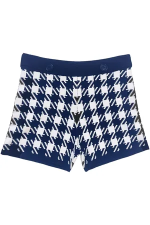 FLEUR DU MAL Houndstooth-intarsia knitted shorts