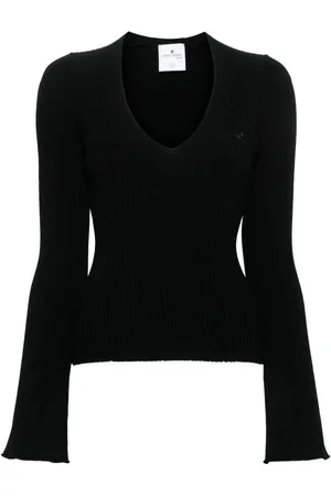 Courrèges Logo-appliqué ribbed jumper