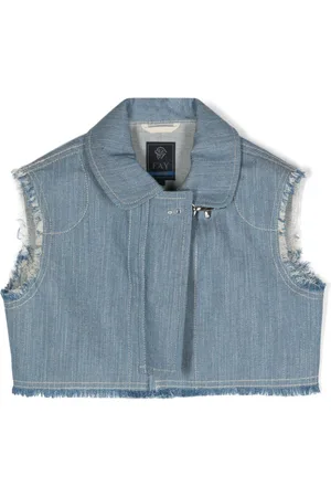 FAY Frayed-detail denim gilet