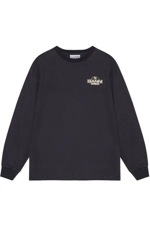 Ganni Logo-print cotton sweatshirt