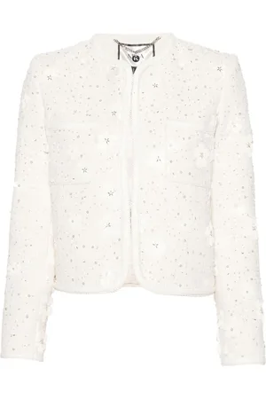 NISSA Floral-appliqué bouclé jacket
